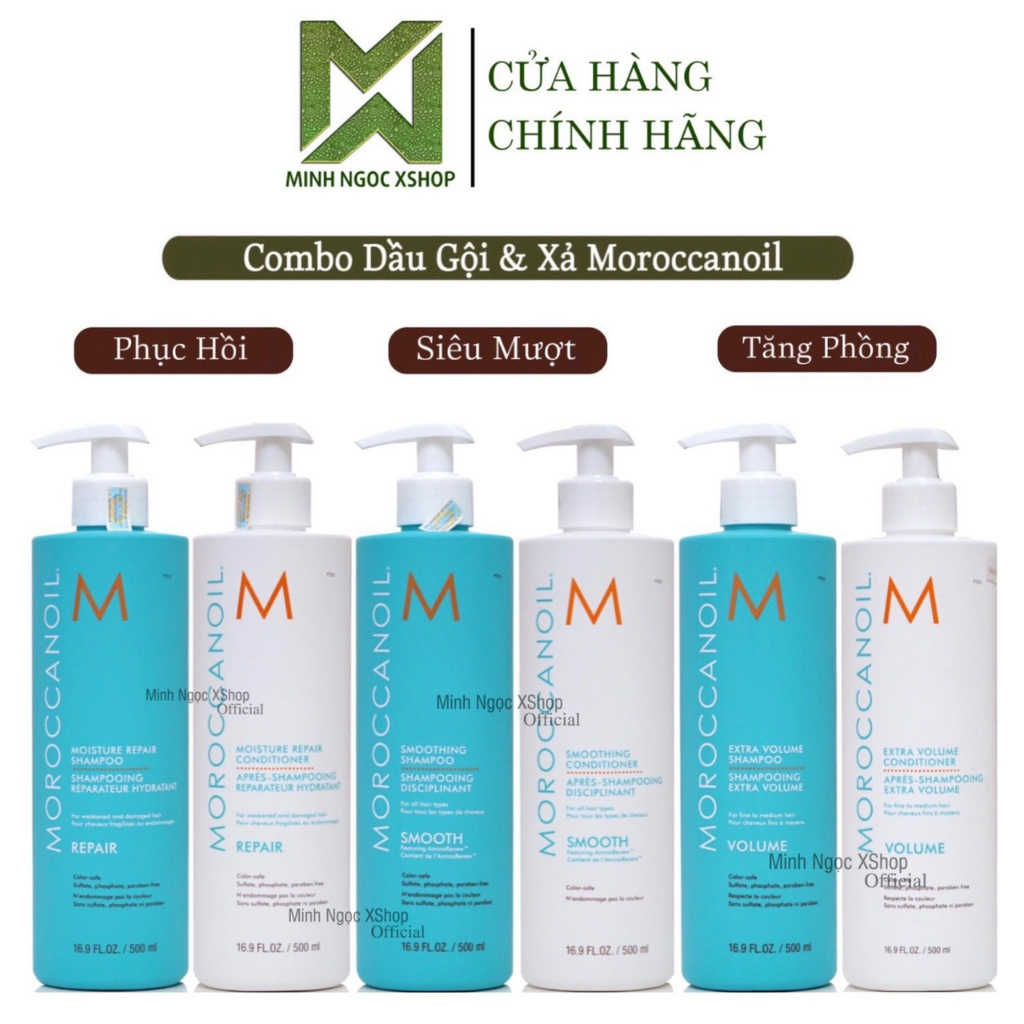 Dầu gội xả phục hồi, dưỡng ẩm, tăng phồng, siêu mượt Moroccanoil 500ML