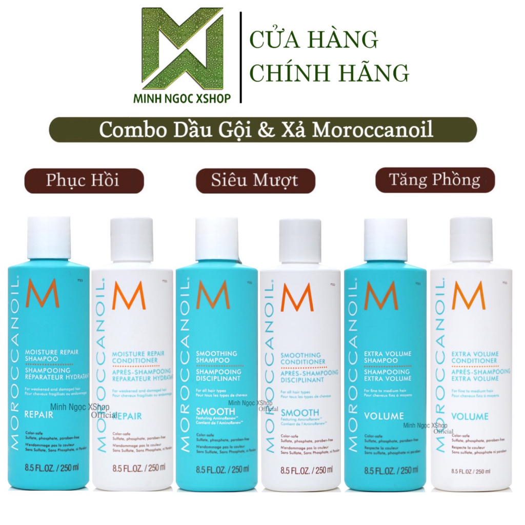 Dầu gội xả phục hồi, dưỡng ẩm, tăng phồng, siêu mượt Moroccanoil 250ML