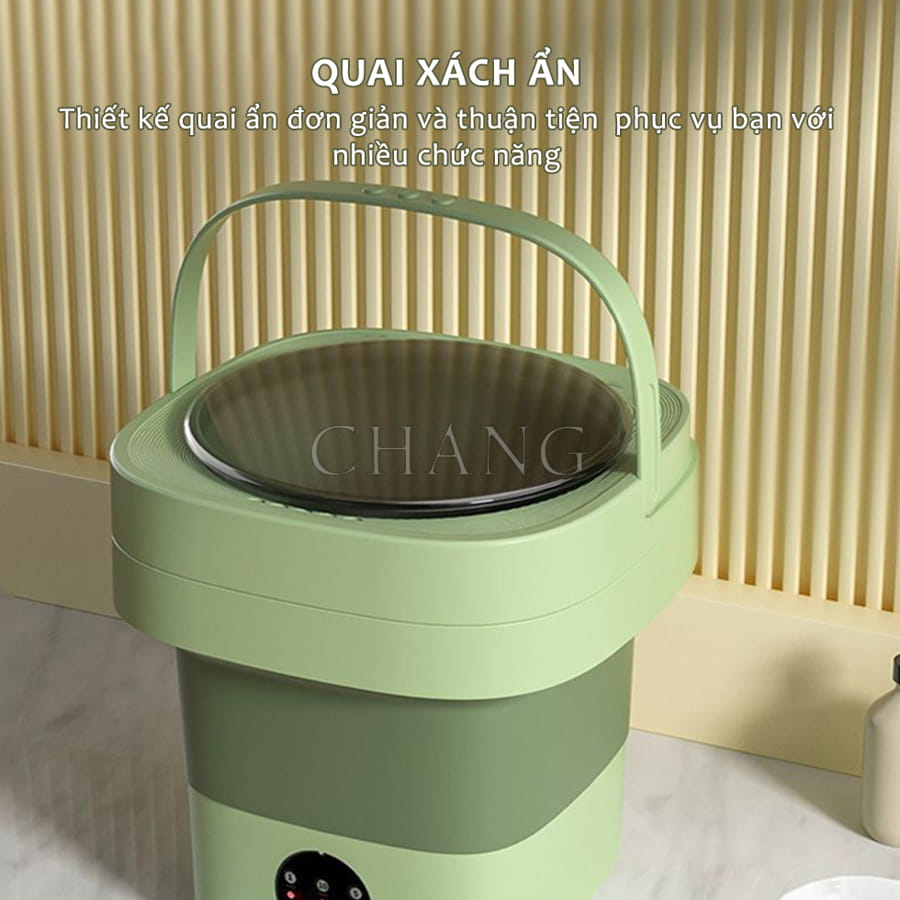 Máy Giặt Mini Gấp Gọn, Máy Giặt Đồ Lót, Tất Vớ, Giặt Đồ Cho Bé Dung Tích 6L Tự Vắt Khô Khử Khuẩn Bằng Công Nghệ Blue Ag