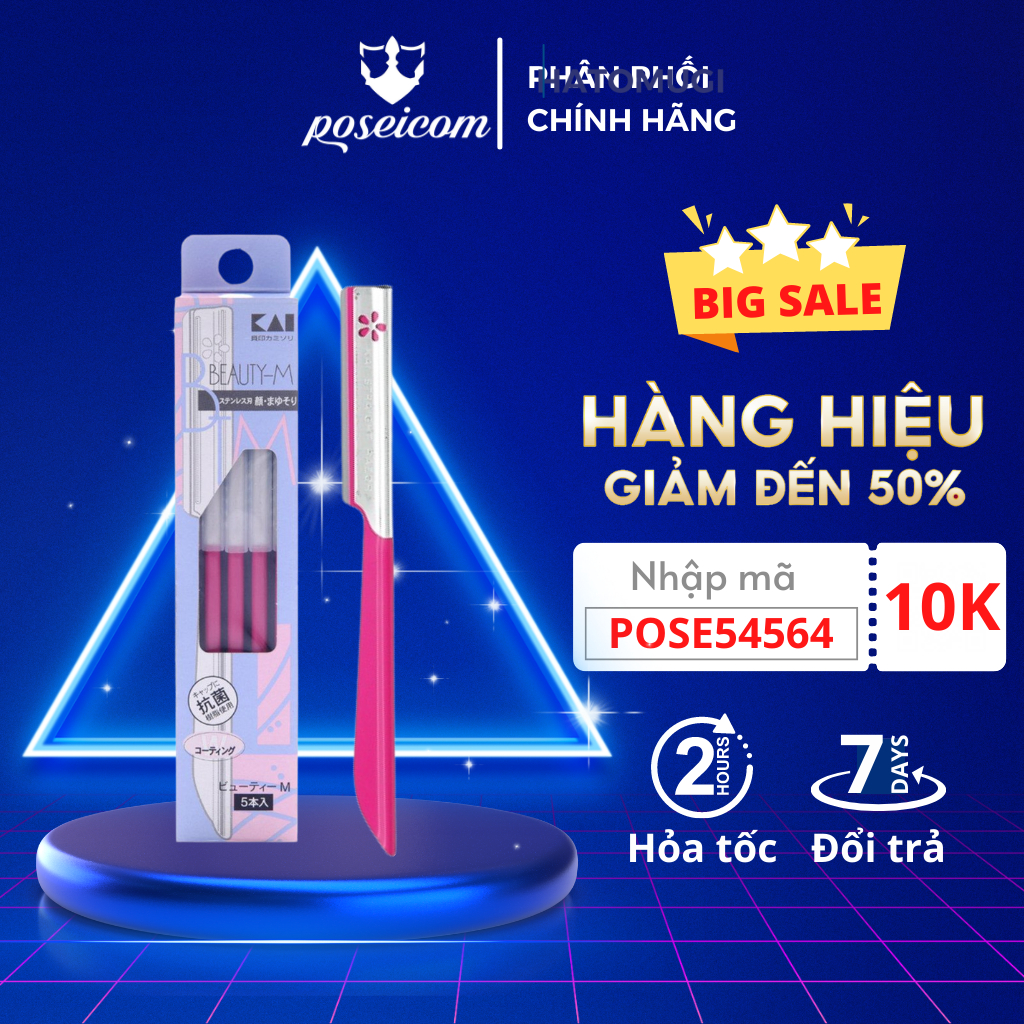 Set 5 Dao Cạo Lông Mày, Lông Mặt Cho Nữ Kai Nhật Bản Màu Hồng Thân Kim Loại