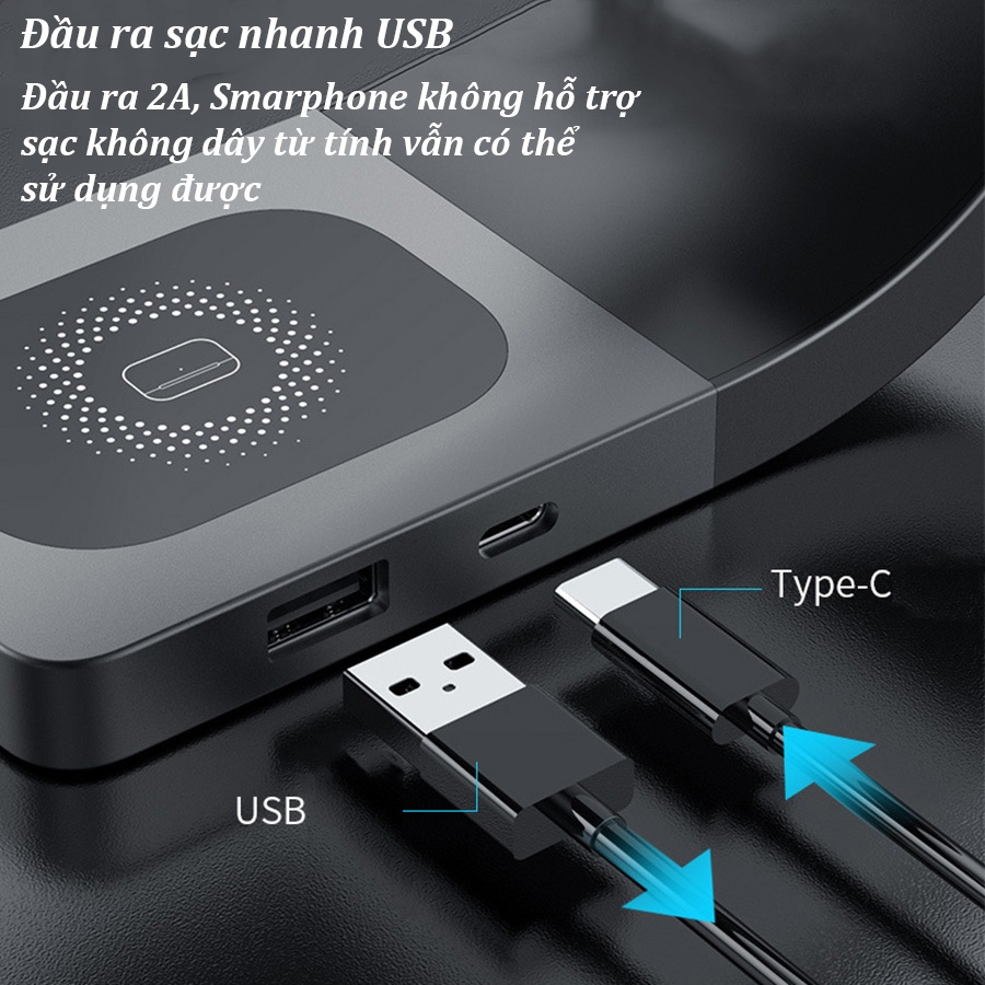 Đế Sạc Không Dây Thông Minh 3 Trong 1, Sạc không dây magsafe,Tai Nghe Bluetooth, Smart Watch