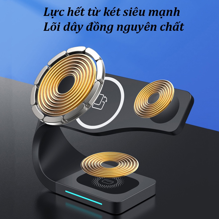 Đế Sạc Không Dây Thông Minh 3 Trong 1, Sạc không dây magsafe,Tai Nghe Bluetooth, Smart Watch