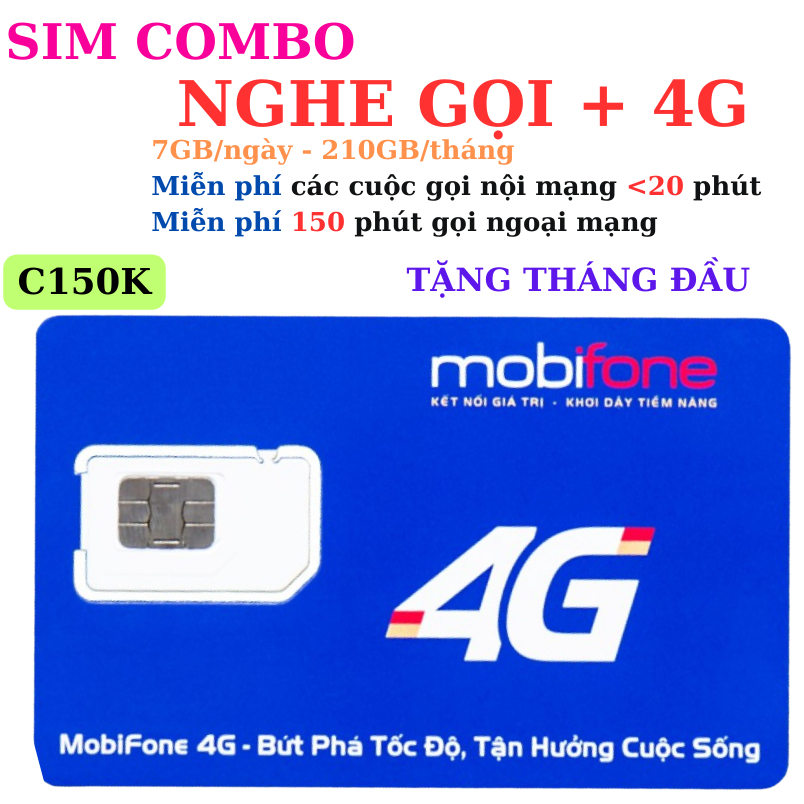 [FREESHIP] SIM 4G MOBIFONE C150 thay C90N - A89  SẴN GÓI CƯỚC 4GB/NGÀY - NGHE GỌI MIỄN PHÍ