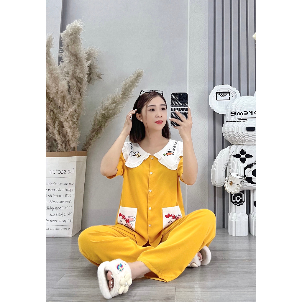 Đồ bộ nữ ANH MỸ pijama chất liệu lụa mango cao cấp tay ngắn quần dài MGD-01