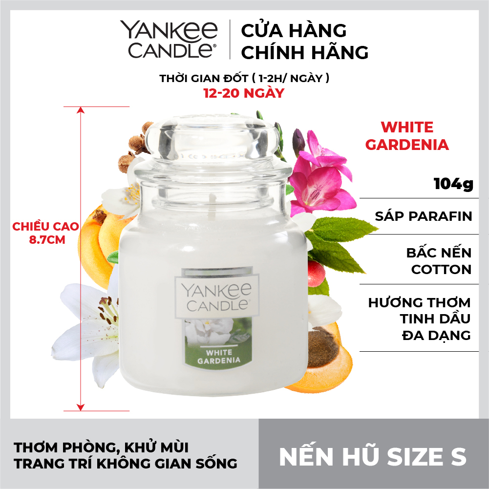 Nến hũ Yankee Candle size S - White Gardenia
