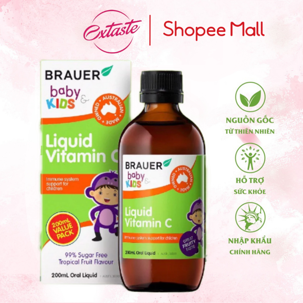 Vitamin C dạng nước Brauer Baby & Kids Liquid tăng đề kháng cho trẻ trên 1 tuổi 100ml