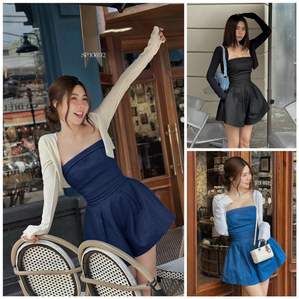 SET JUMPSUIT JEAN DÂY NƠ MẶC 2 KIỂU KÈM KHOÁC