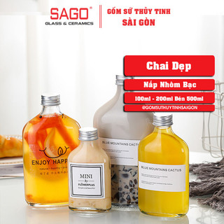 Chai Thủy Tinh Dẹp Cổ Cao Nắp Nhôm | tùy chọn Dung tích
