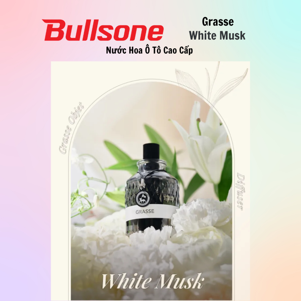 Nước hoa ô tô cao cấp Bullsone Grasse Objet English Verbena/White Musk/Berry Blossom (100ml) - 100% chính hãng