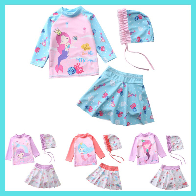 Đồ bơi bé gái Moon kids bộ bơi kèm mũ chất đẹp BB22311