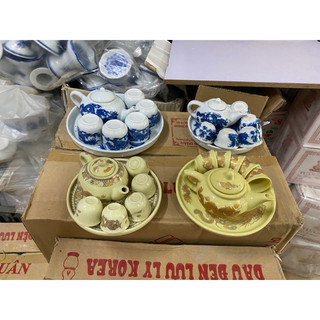 Bộ Ấm Chén Thờ men vàng kim - men lam