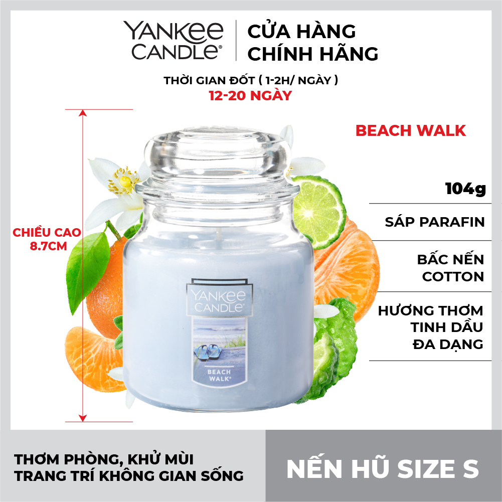 Nến hũ Yankee Candle size S - Beach Walk (104g)