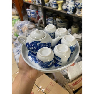 Bộ Ấm Chén Thờ men vàng kim - men lam
