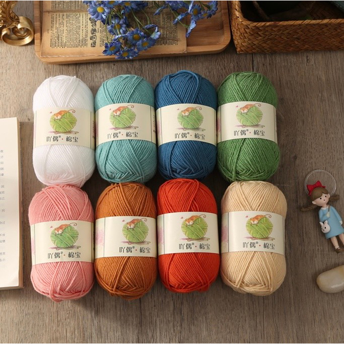 Len đan móc milk cotton Mianbao cuộn 40g ( bảng màu 2)