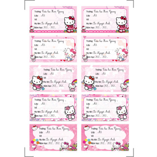 combo 50 nhãn vở + 149 sticker hình hello kitty siêu xinh cho bé (nội dung in theo yêu cầu)