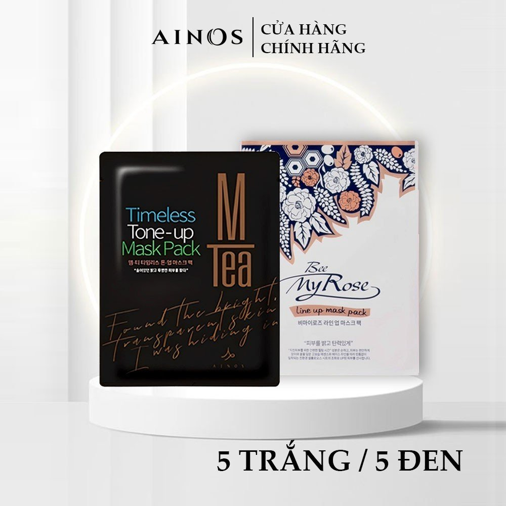 Combo 5 Mặt Nạ Hoa Hồng 5 Mặt Nạ Trà Đen Bee My Rose - Ainos