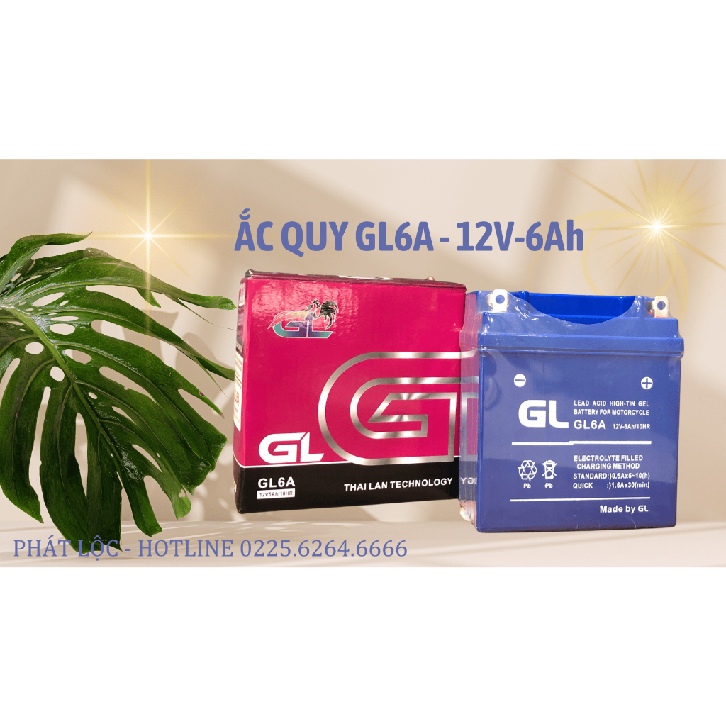 Ắc quy xe máy GL6A - 12V 6Ah dành cho xe Dream, Wave, Future,...