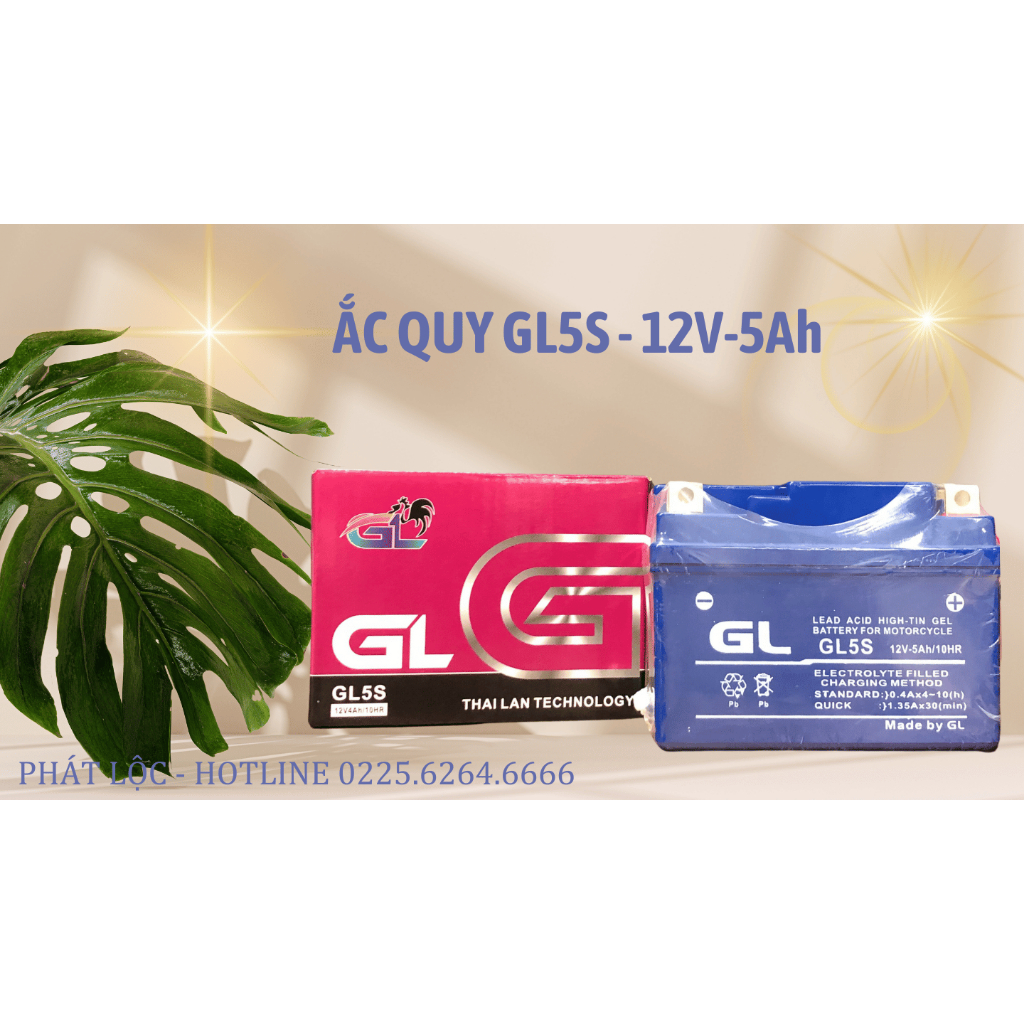 Ắc quy xe máy GL5S - 12V 5Ah dành cho xe Wave Rsx, Exciter, Novou, Msx,...