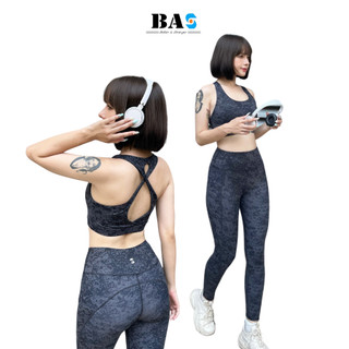 Đồ tập gym nữ BAHUNG, áo bra 2 lớp xoắn lưng, quần legging lưng cao - S40040