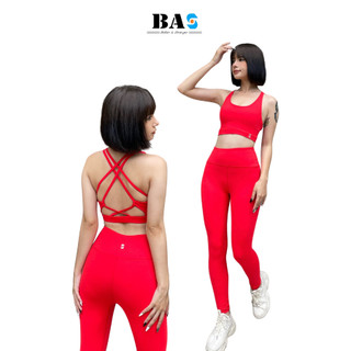 Set đồ tập yoga BAHUNG áo bra 4 dây quyến rũ co dãn, quần legging cạp cao S210513