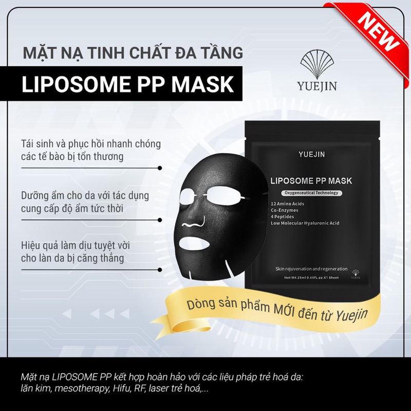 Yuejin Liposome PP Mask - Mặt nạ siêu phục hồi, cấp ẩm và tái sinh đa tầng làn da (1 miếng)