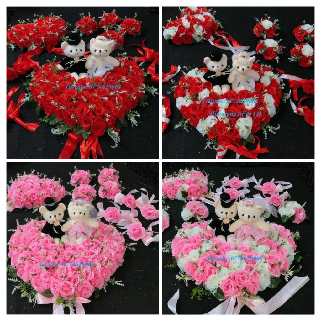 Bộ hoa trang trí xe cô dâu