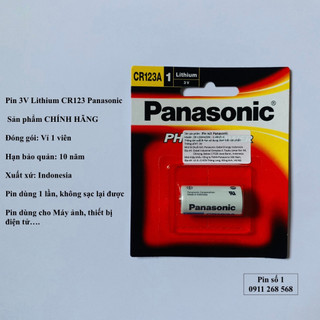Vỉ 1 viên Pin 3v Lithium CR123 Panasonic dùng cho máy ảnh