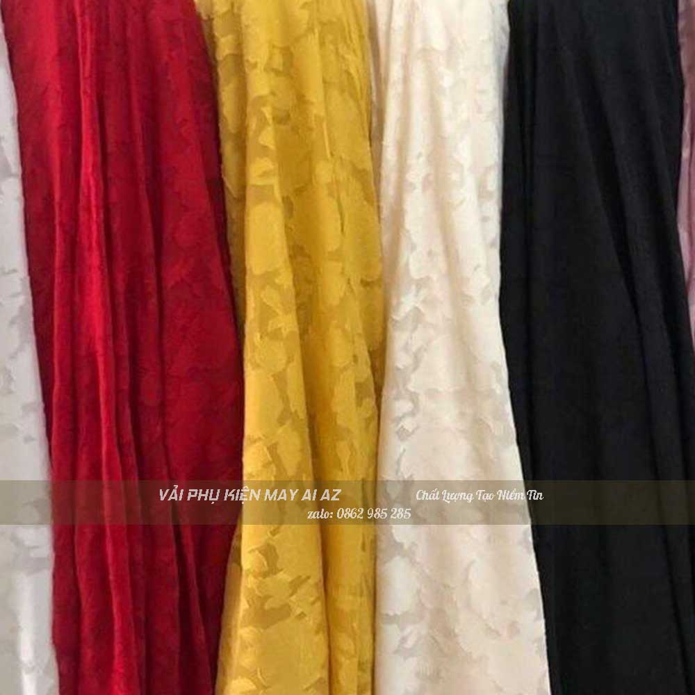 Vải Voan Tơ Ép Hoa Nổi May Váy Đầm Áo Dài