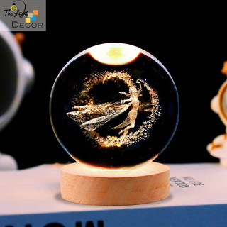 Bộ quà tặng quả cầu pha lê 3d led cô gái aisha 6cm
