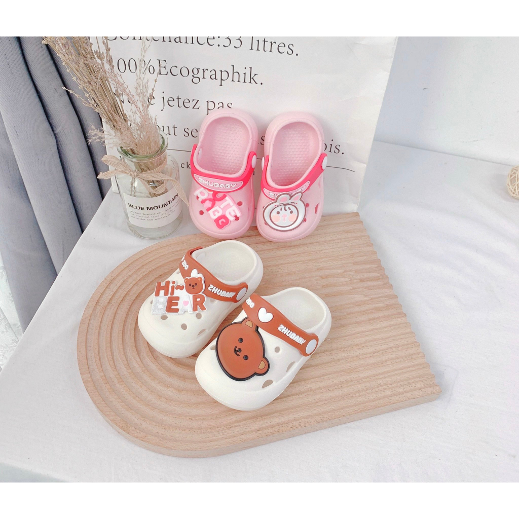 Dép Sục Cross Gấu Nâu Gấu Hồng Siêu Dễ Thương Cho Bé, Sandal Cho Bé Size 130-190 Hey Susie G1253