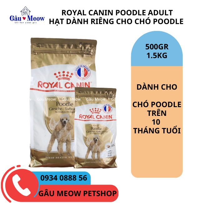 Hạt Royal Canin cho chó Poodle Adult trưởng thành trên 10 tháng tuổi túi 500gr/1.5kg