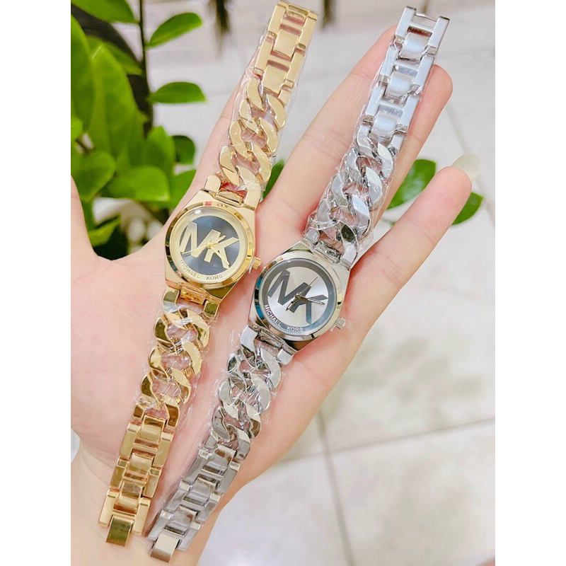 💐💐Đồng hồ Nữ mặt tròn xích lắc tay mới lên tay như xích vàng siêu sang,thương hiệu Michael kross, size :30M, chống nước