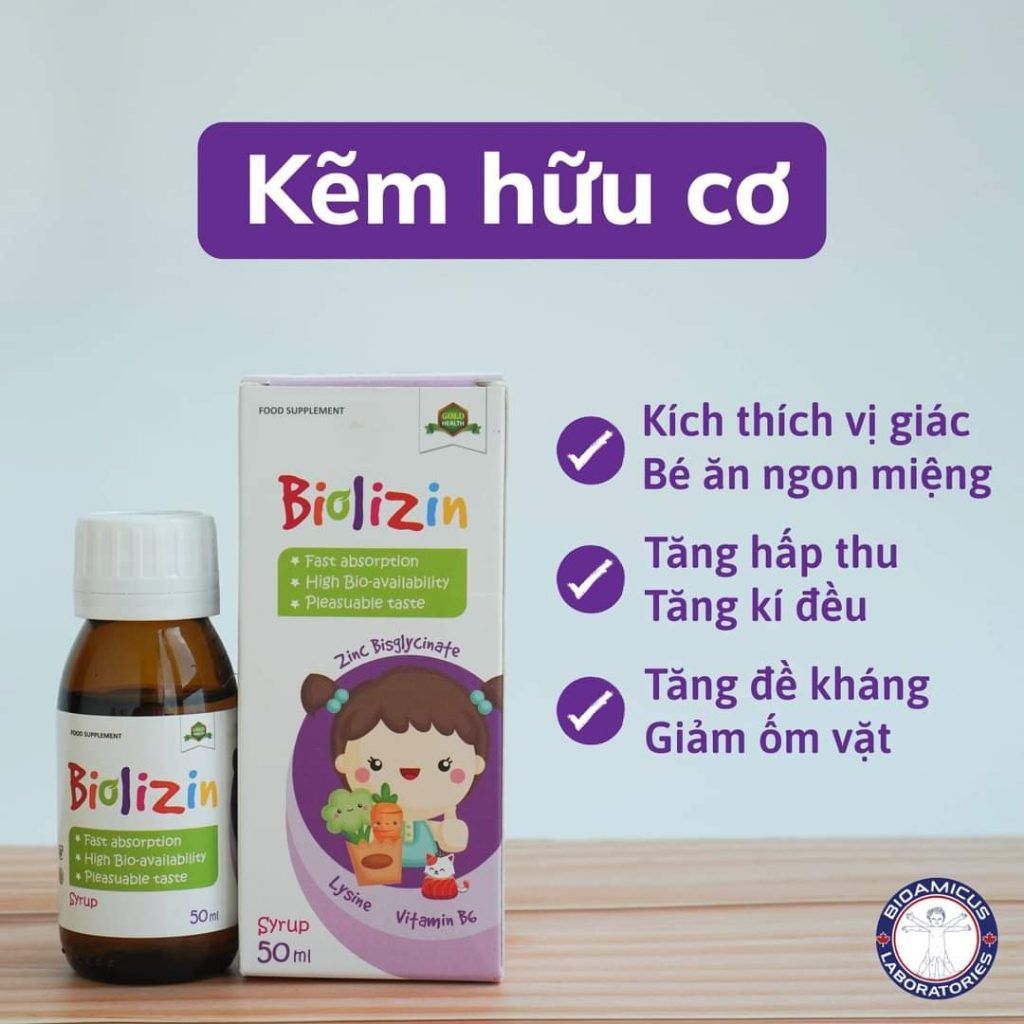 Combo Kẽm hữu cơ Biolizin Và Vitamin K2D3 Lineabon hộp 50ml,10ml
