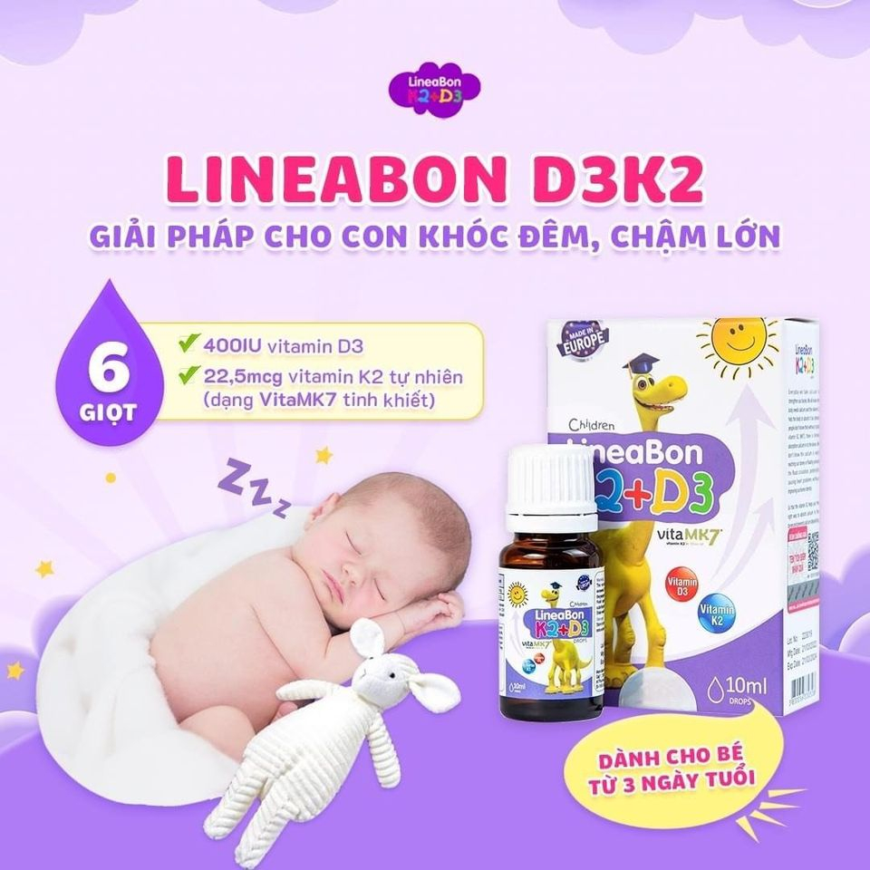 Combo Kẽm hữu cơ Biolizin Và Vitamin K2D3 Lineabon hộp 50ml,10ml