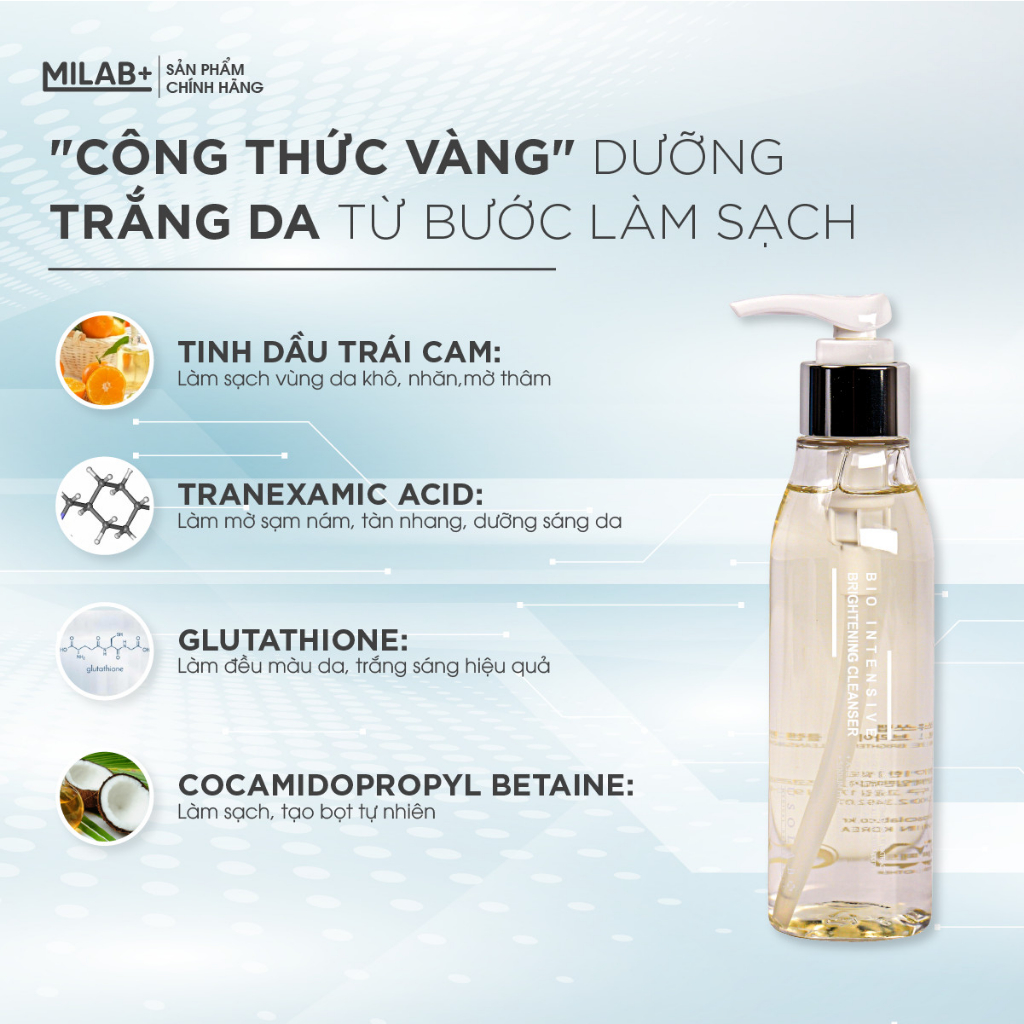 Sữa rửa mặt trắng da Usolab - giúp sáng da, tái tạo da và phục hồi da 150ml MILAB