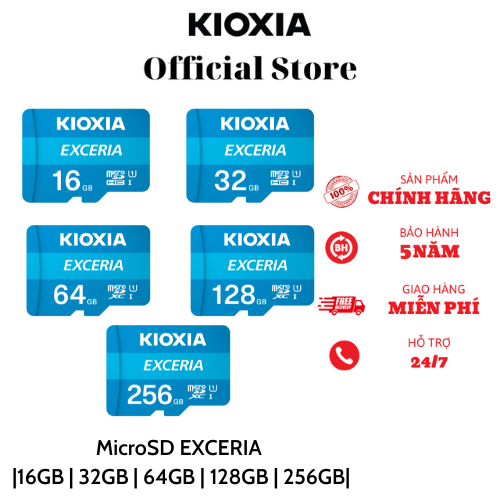 Thẻ Nhớ Micro SDHC Kioxia Exceria UHS-1 C10 100MB/s (Không Adapter) - Hàng Chính Hãng