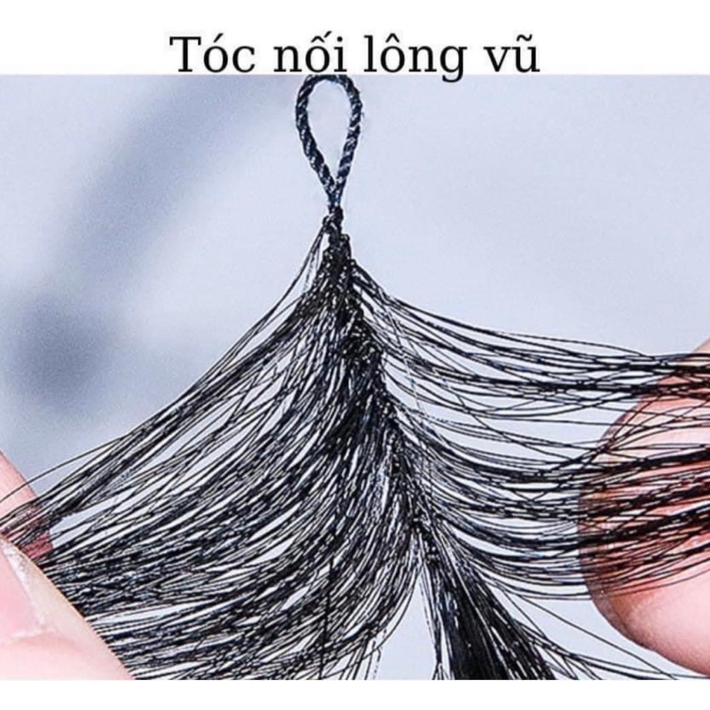 Tóc nối lông vũ 60cm ( tóc vip) màu đen 1 sợi (sỉ)