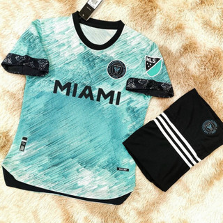 Bộ Áo đá bóng đẹp miami xanh leaguestore4.0 , áo đá banh  cao cấp dệt xịn thấm hút mồ hôi