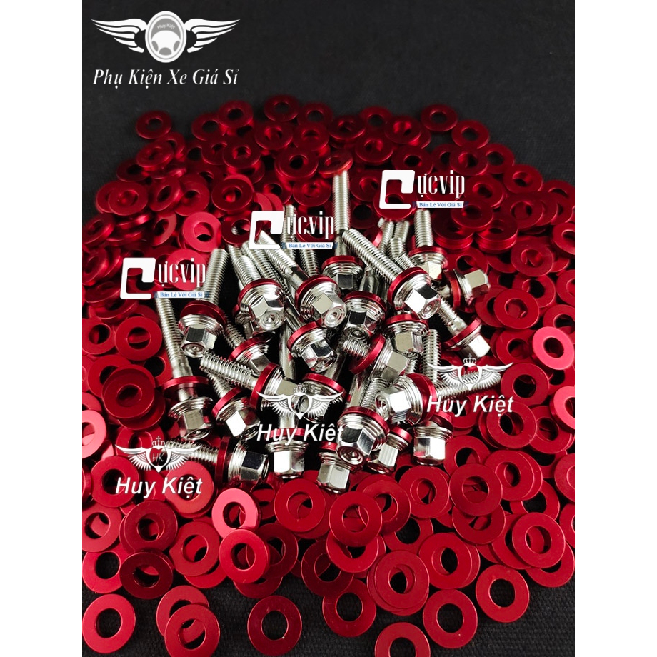 Bộ Ốc Lốc Máy Salaya THÁI (PRO) Tặng Kèm Lông Đền Nhôm Đỏ Gắn Cho Mọi Dòng Xe