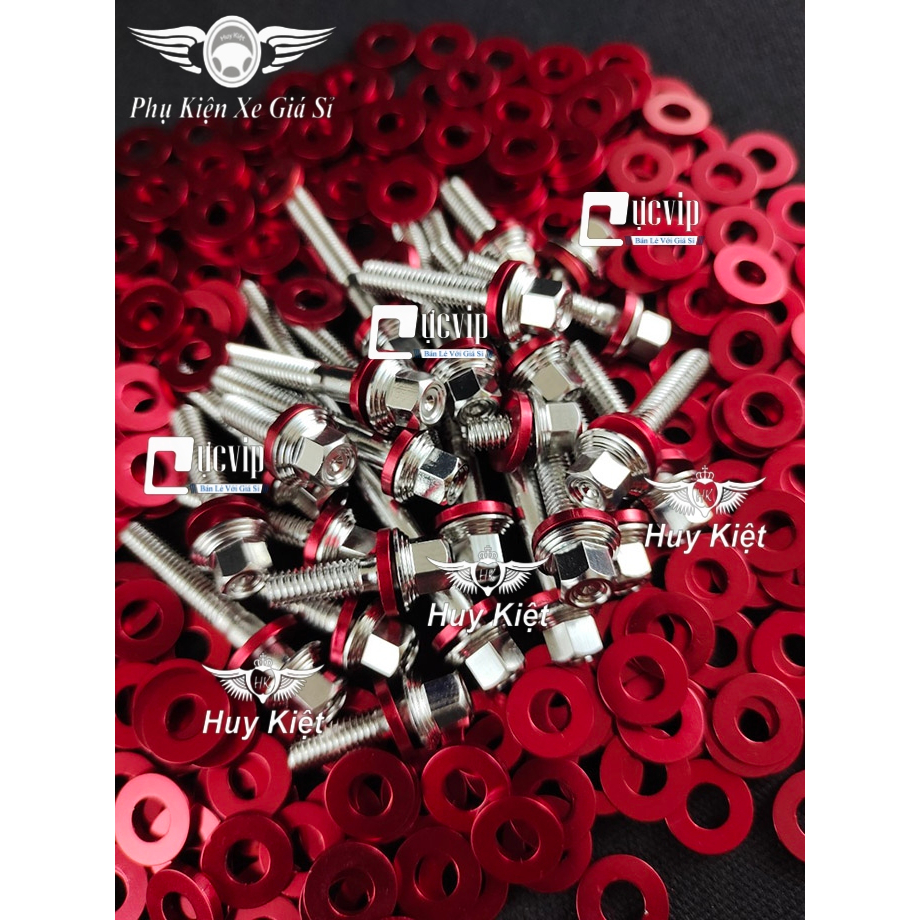 Bộ Ốc Lốc Máy Salaya THÁI (PRO) Tặng Kèm Lông Đền Nhôm Đỏ Gắn Cho Mọi Dòng Xe