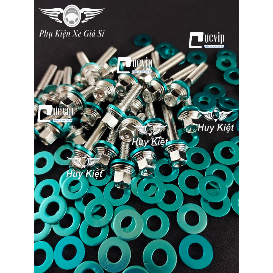 Bộ Ốc Lốc Máy Salaya THÁI (PRO) Tặng Kèm Lông Đền Nhôm Xanh Lục Bảo Gắn Cho Mọi Dòng Xe