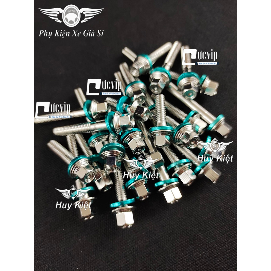 Bộ Ốc Lốc Máy Salaya THÁI (PRO) Tặng Kèm Lông Đền Nhôm Xanh Lục Bảo Gắn Cho Mọi Dòng Xe