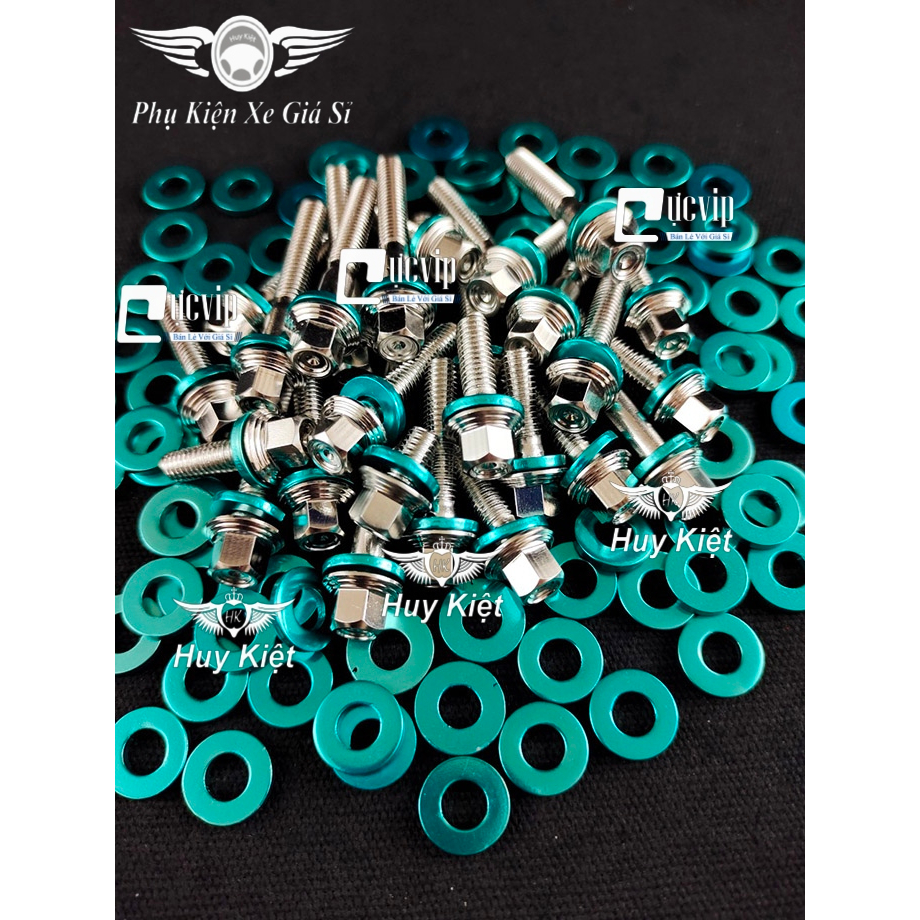 Bộ Ốc Lốc Máy Salaya THÁI (PRO) Tặng Kèm Lông Đền Nhôm Xanh Lục Bảo Gắn Cho Mọi Dòng Xe