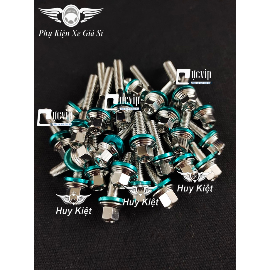 Bộ Ốc Lốc Máy Salaya THÁI (PRO) Tặng Kèm Lông Đền Nhôm Xanh Lục Bảo Gắn Cho Mọi Dòng Xe