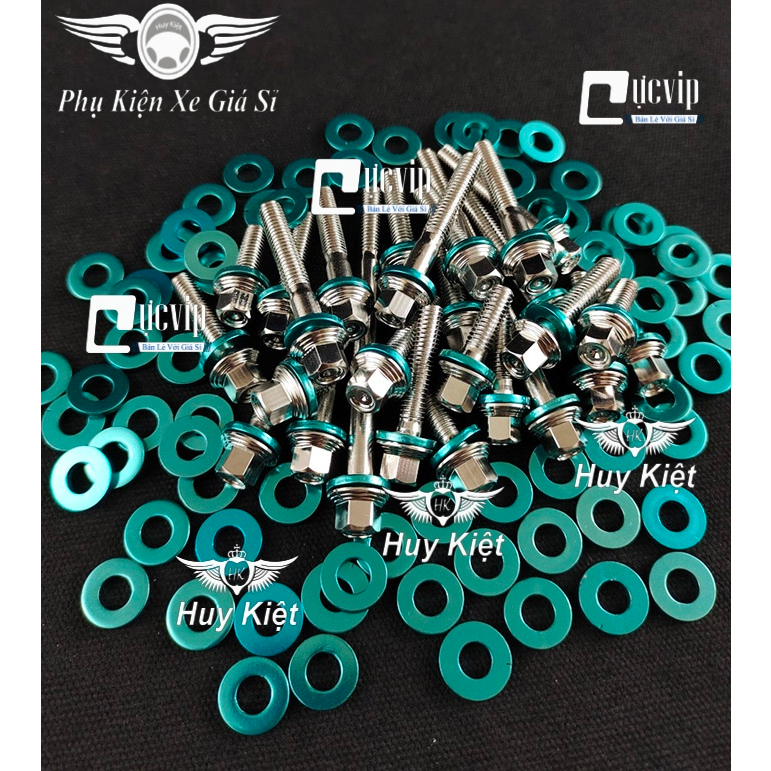 Bộ Ốc Lốc Máy Salaya THÁI (PRO) Tặng Kèm Lông Đền Nhôm Xanh Lục Bảo Gắn Cho Mọi Dòng Xe