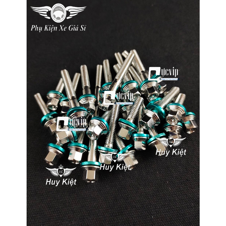 Bộ Ốc Lốc Máy Salaya THÁI (PRO) Tặng Kèm Lông Đền Nhôm Xanh Lục Bảo Gắn Cho Mọi Dòng Xe