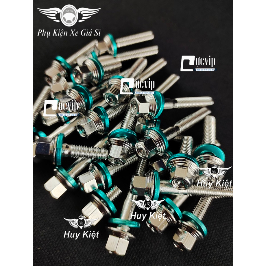 Bộ Ốc Lốc Máy Salaya THÁI (PRO) Tặng Kèm Lông Đền Nhôm Xanh Lục Bảo Gắn Cho Mọi Dòng Xe