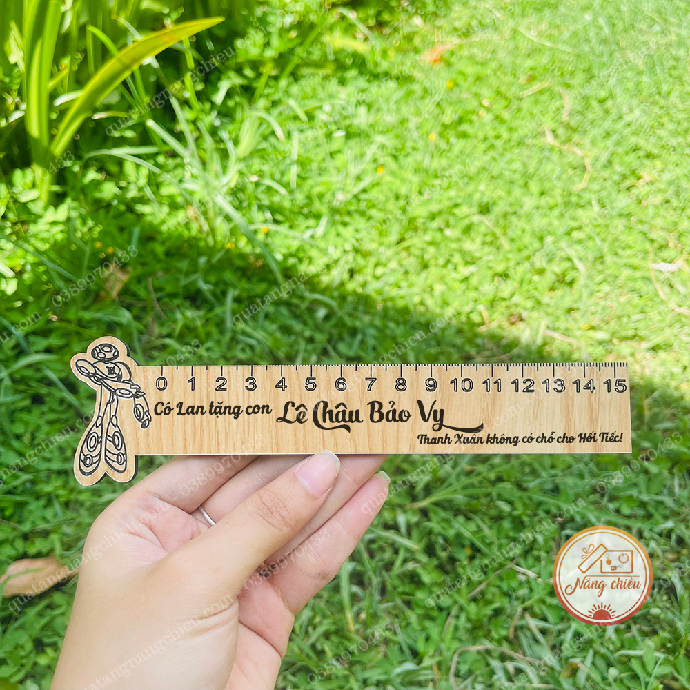 Thước hình BEN 10 dành tặng các bé trai khắc tên và nội dung theo yêu cầu - Thước thang đo 15cm phù hợp học sinh