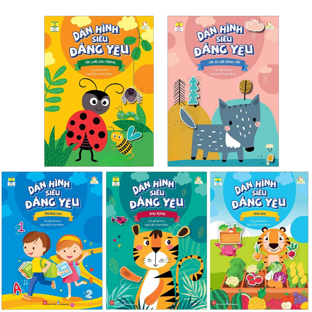 Bộ 5 cuốn sách: Dán Hình Siêu Đáng Yêu (ĐT, Hemma )