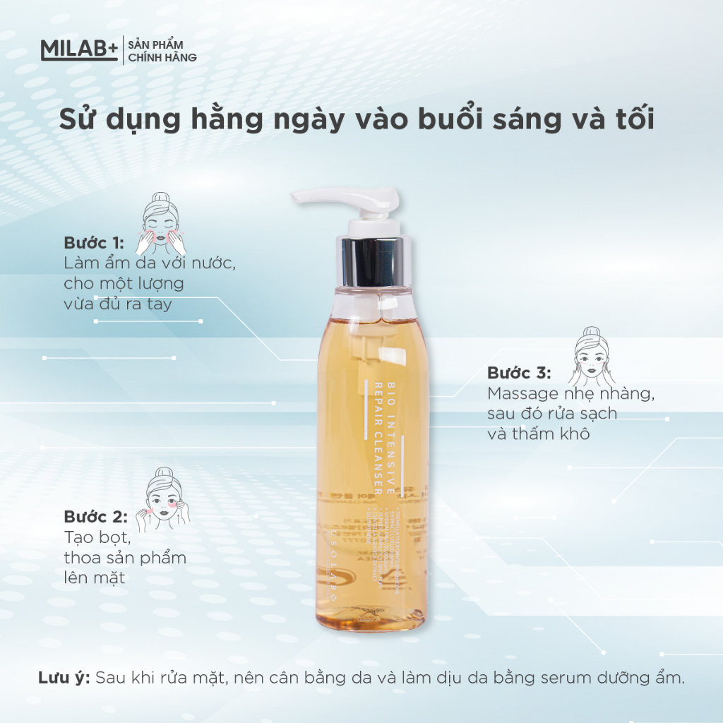 Sữa rửa mặt phục hồi tế bào gốc USOLAB, giúp da ngậm nước, mềm mịn và ngăn ngừa mụn 150ml - MILAB